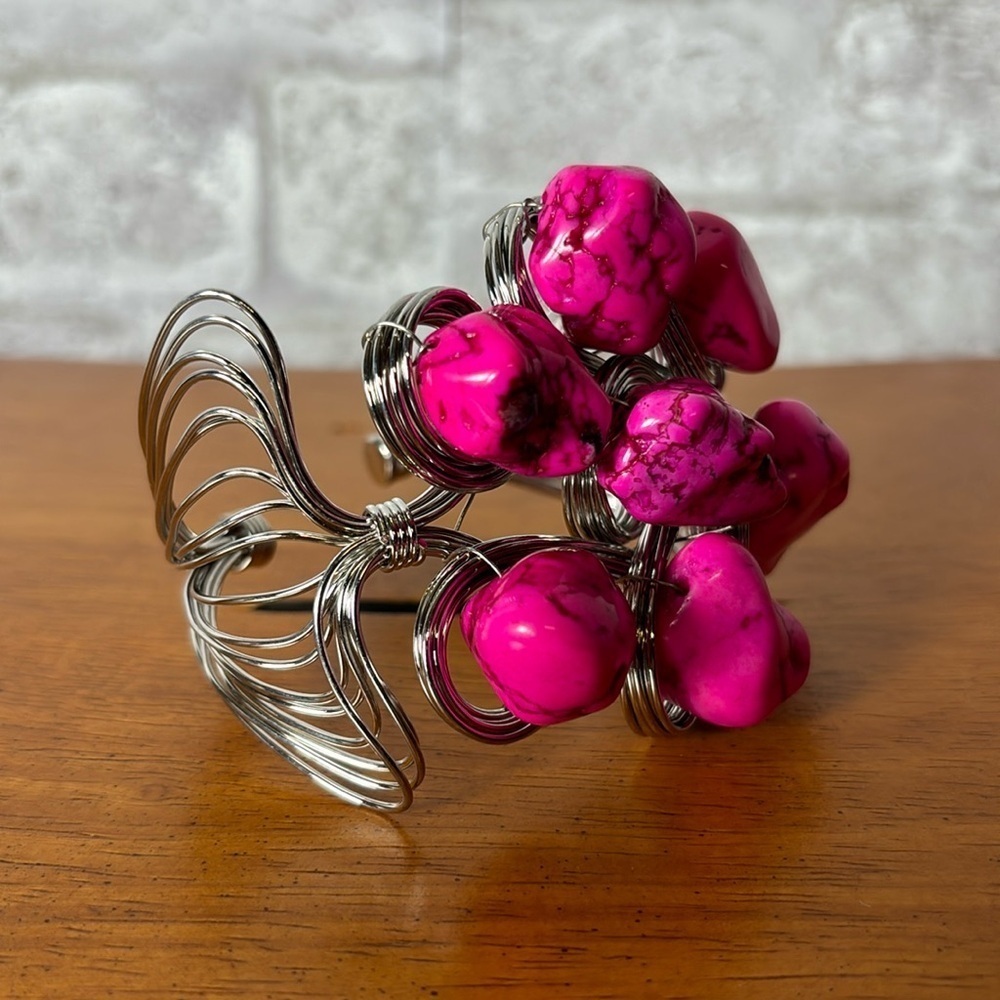 Pink Howlite Stone wired Bracelet